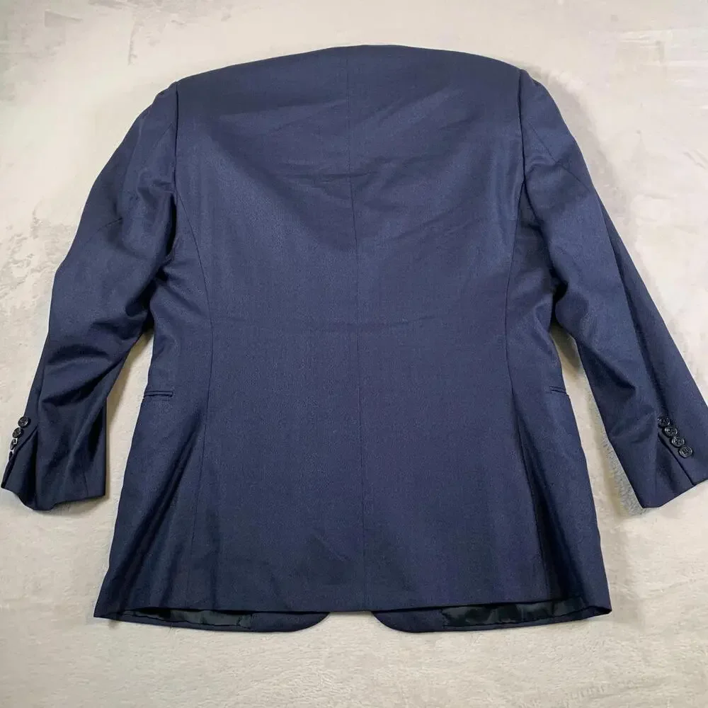 Tom James Filo‎ A Mano Blazer Mens 44 Long Blue Wool 3 Button Hand Tailored USA